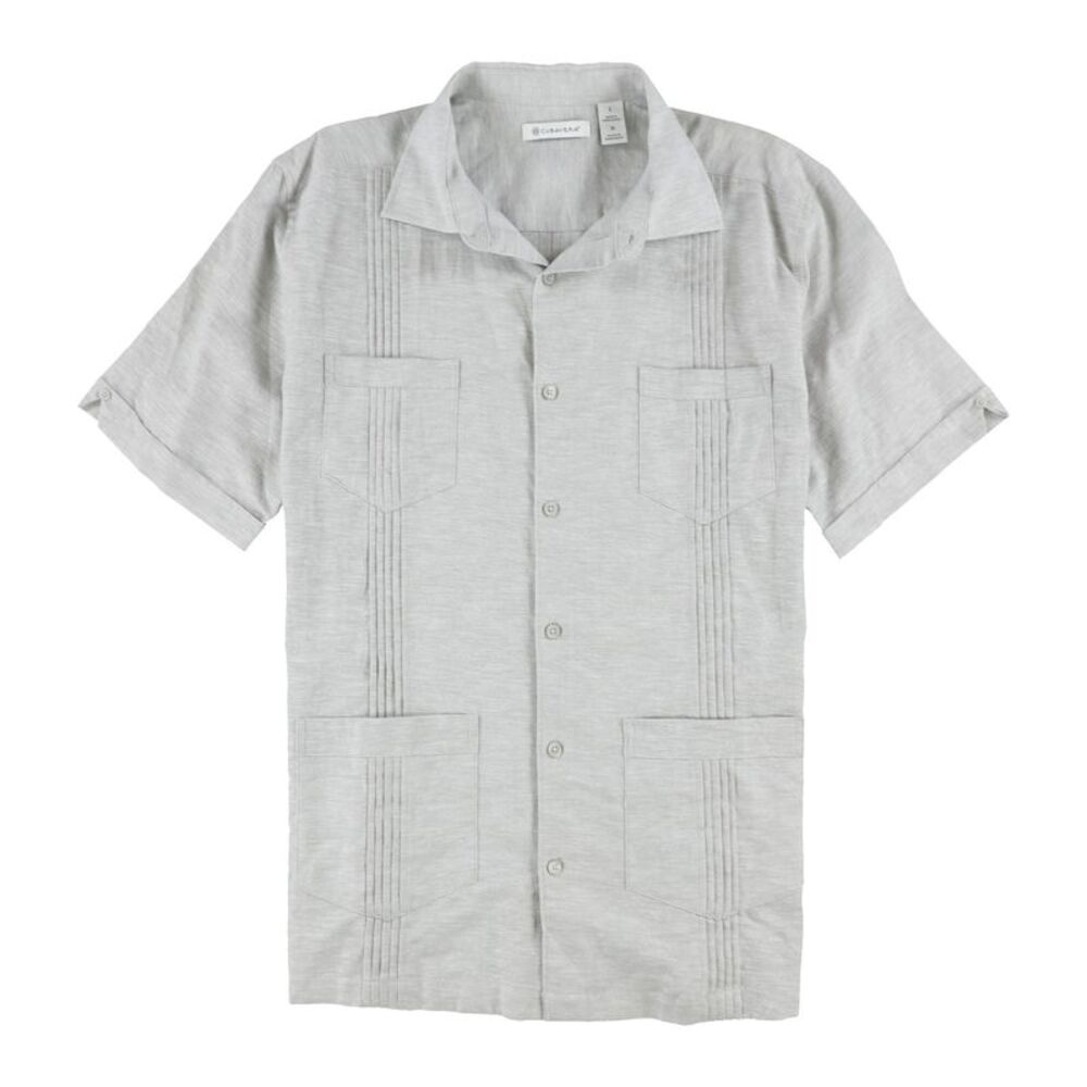 CubAvera Mens Linen Blend 4-Pocket Guayabera Button Up Shirt, NWT